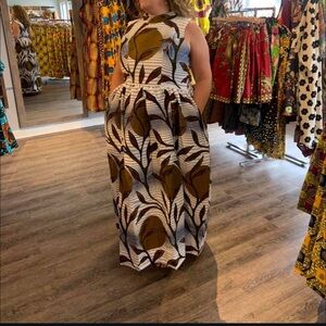 Elegant Leaf Print Sleeveless Dress